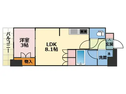 ウエリスアーバン守口(1LDK/6階)の間取り写真