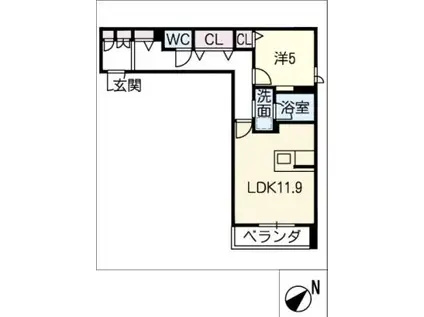 カルチェ・シュペール(1LDK/3階)の間取り写真
