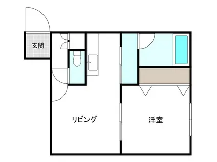 フォレスト中の島(1DK/2階)の間取り写真