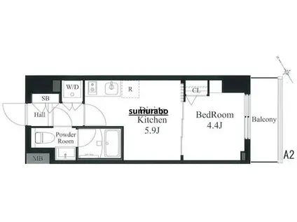 ラテイエラ秋葉原(1DK/3階)の間取り写真