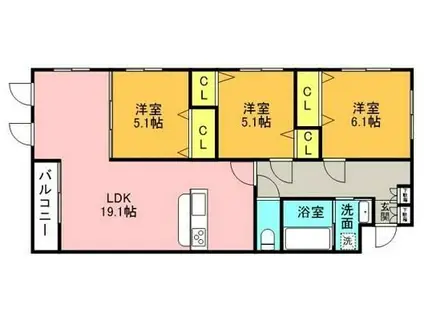 ザベルーガ世田谷レジデンス(3LDK/3階)の間取り写真