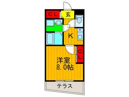 ボヌール津田駅前 B棟(1K/2階)の間取り写真