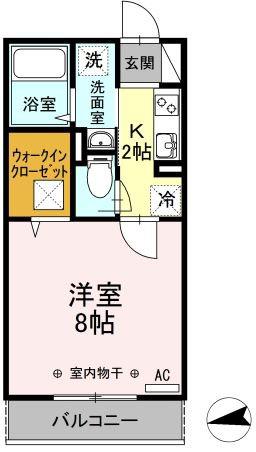 Tエテルネル(1K/1階)の間取り写真