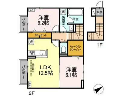 ウエストアーチ(2LDK/2階)の間取り写真