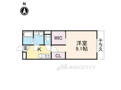 ジーメゾン法蓮町(1K/2階)の間取り写真