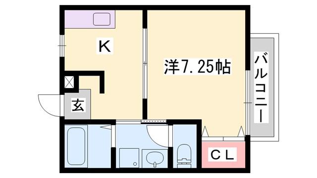 ヌーベル龍野(1K/2階)の間取り写真
