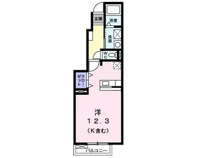 アルカンシエル(ワンルーム/1階)の間取り写真