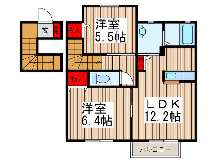 グランメールIII(2LDK/2階)の間取り写真