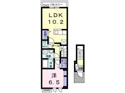 CASA DOMANI (1LDK/2階)の間取り写真