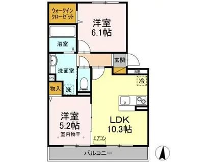 サリジエC(2LDK/3階)の間取り写真