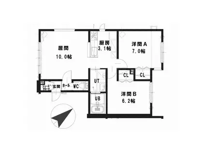 ルミエール1・1III(2LDK/2階)の間取り写真