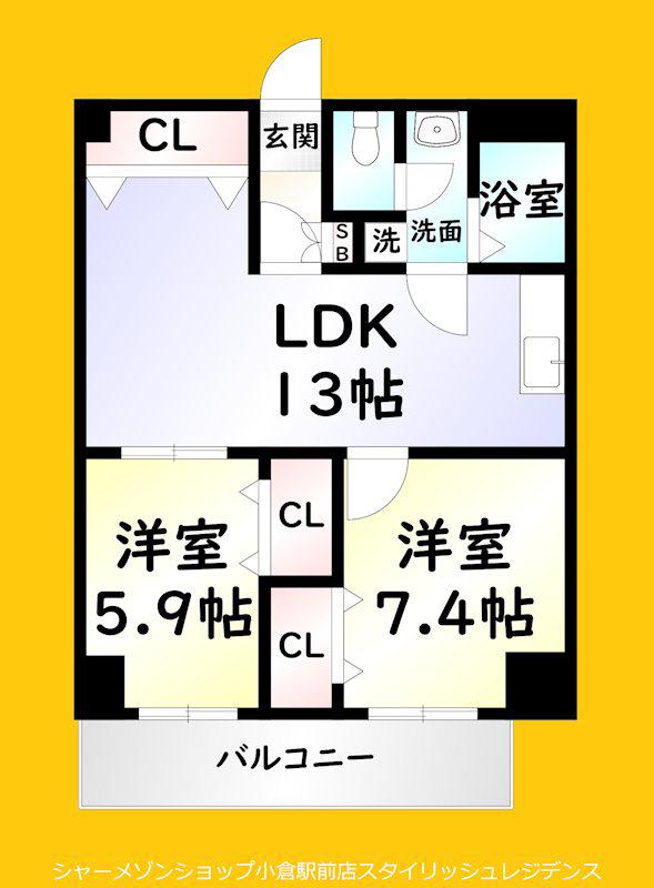 フェルト168(2LDK/5階)の間取り写真