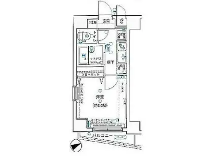 ヴェルト池袋ウエストFORT(1K/8階)の間取り写真
