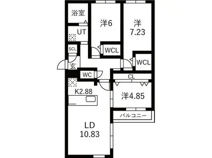 VILLAGE KOTONIヴィレッジ琴似(3LDK/4階)の間取り写真