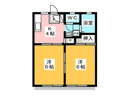 ファミールユウ(2K/1階)の間取り写真