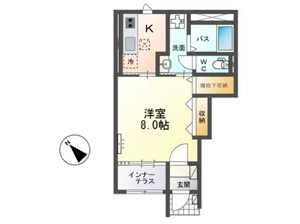 アンポワロー(1K/1階)の間取り写真