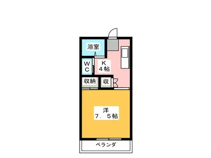 サニーハイツあん A(1K/2階)の間取り写真