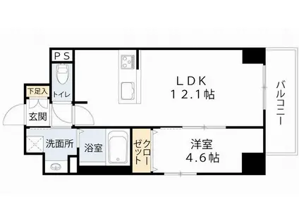 PERFECT LIFE夕陽ヶ丘(1LDK/8階)の間取り写真