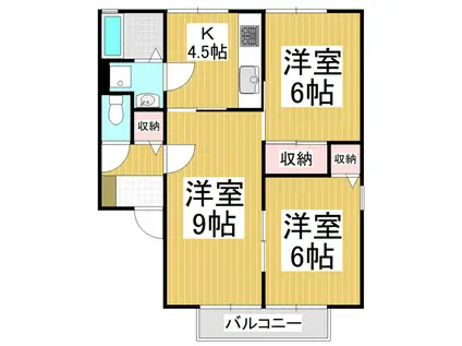 ボンビラス・HOSONO B(3K/1階)の間取り写真