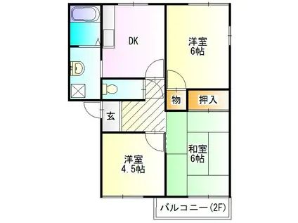 エクセルメゾン(3K/2階)の間取り写真