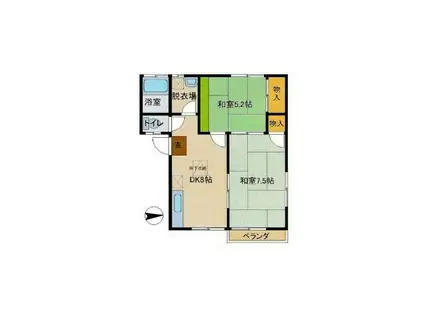 グリーンハイム平塚ーB(2DK/1階)の間取り写真