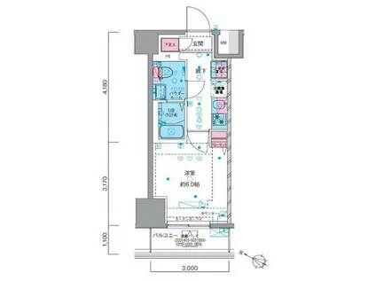 GENOVIA青砥SKYGARDEN(1K/6階)の間取り写真
