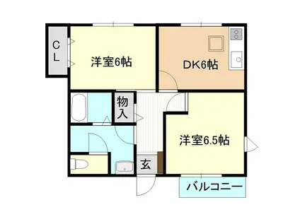 プロムナード・カスガ(2DK/1階)の間取り写真