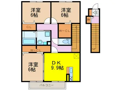 レジーナ富の原(3DK/2階)の間取り写真