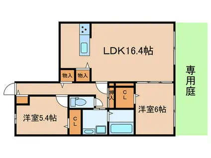 WELL HAPPY(2LDK/1階)の間取り写真