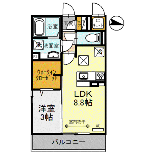 ル・フチュール(1LDK/1階)の間取り写真