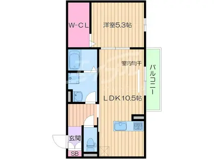 D-ROOMU-NOE(1LDK/1階)の間取り写真