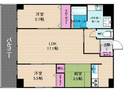 パレフェリシア(3LDK/2階)の間取り写真