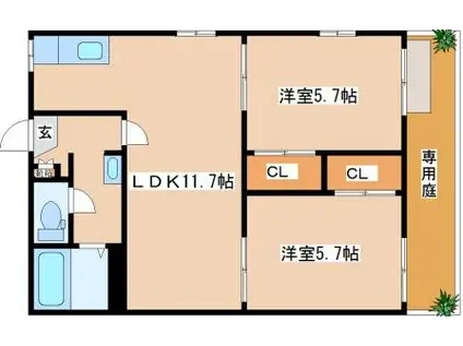 野田ハイツ(2LDK/1階)の間取り写真
