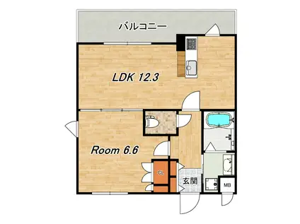 アパルトマン パルク ドゥ (1LDK/2階)の間取り写真