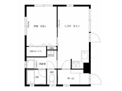 ユーコート住吉(1LDK/1階)の間取り写真