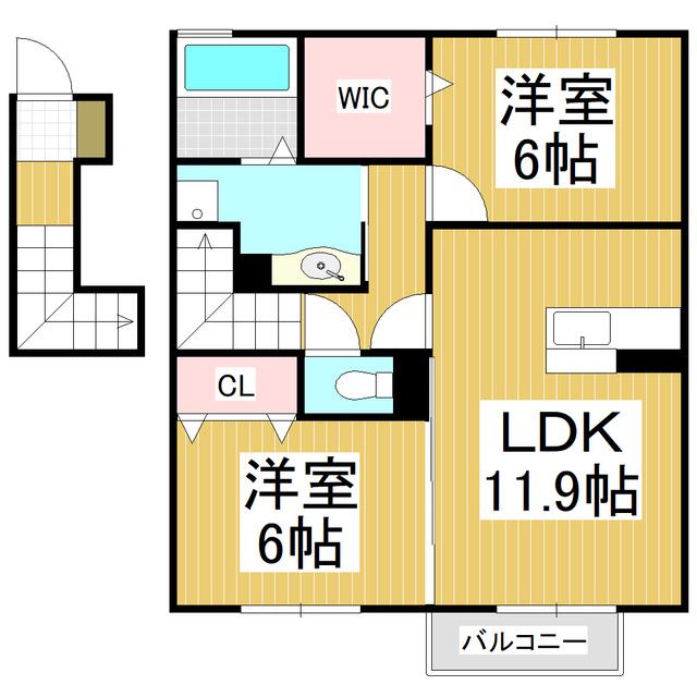 メゾン プレーヌ(2LDK/2階)の間取り写真