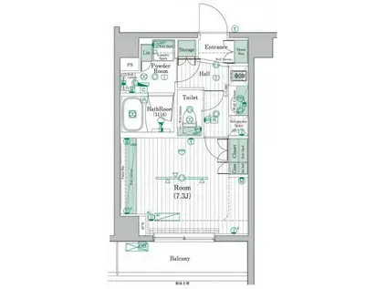 ブライズ高円寺(1K/4階)の間取り写真