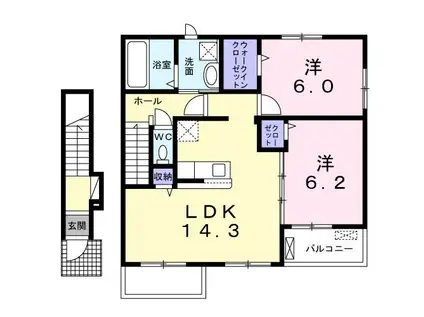 カーサーエテルノ A(2LDK/2階)の間取り写真