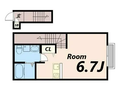 MIMI COCO(ワンルーム/2階)の間取り写真