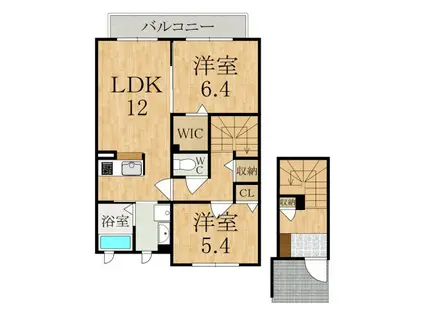 ガーデンハイツ倉ノ林(2LDK/2階)の間取り写真