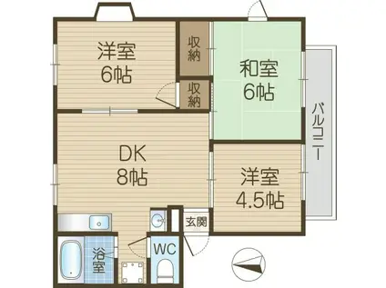 シャローム・マイウィンディア(3DK/1階)の間取り写真