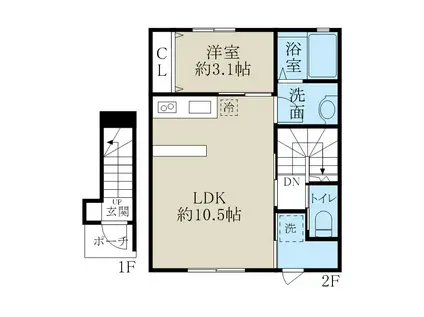 VILLEKARASUMARUI(1LDK/2階)の間取り写真