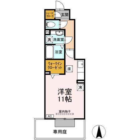 ボンジュール本陣(ワンルーム/1階)の間取り写真