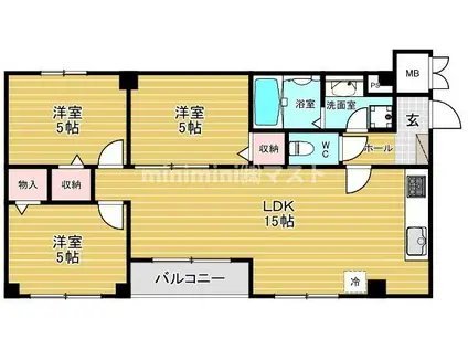 HIT KITATANABE SIX(3LDK/2階)の間取り写真