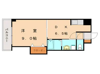 フリーエントUT(1DK/2階)の間取り写真