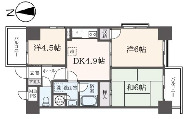 ライオンズマンション聖蹟桜ヶ丘第3(3DK/3階)の間取り写真