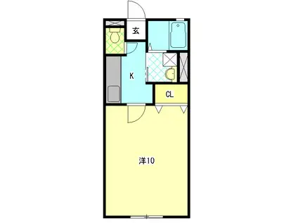 グランドハイム(1K/1階)の間取り写真