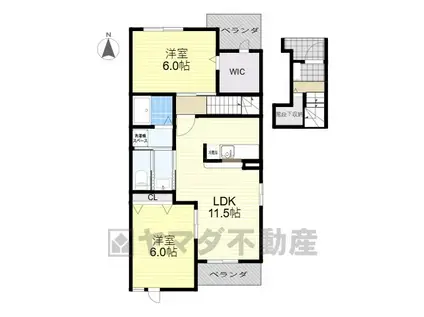 アニメート・ヴィラB(2LDK/2階)の間取り写真