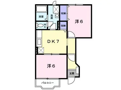 ディモーラB(2DK/1階)の間取り写真