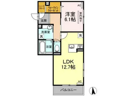 リバーフロント羽衣(1LDK/2階)の間取り写真
